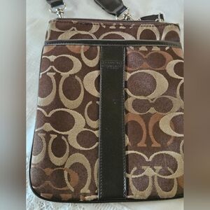 Coach Signature Brown and Tan Messenger/Crossbody Bag